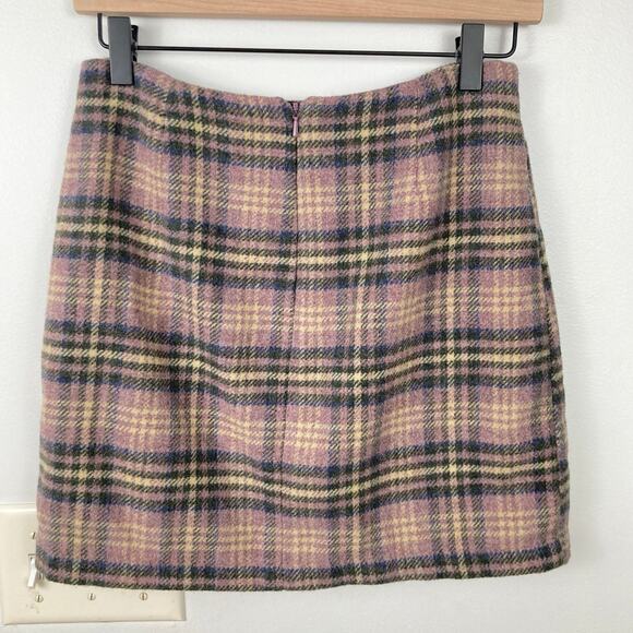Vintage Womens 6 Wool Blend Pink Plaid Mini Skirt Preppy Soft Girl Academia FLAW - Picture 3 of 8